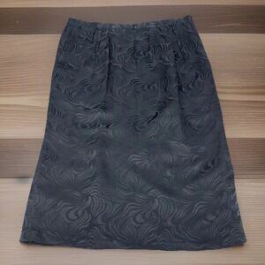 Vintage Umi Collection Anne Crimmins 100% Silk Pencil Skirt Black size‎ 14 Lined